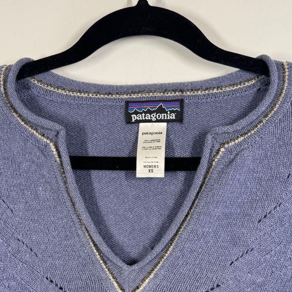 Patagonia Lavender Purple Wool Knit  V-Neck Soft Casual Cozy Sweater Size XS - Picture 4 of 12